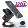 30W 3 in 1 Wireless Charger Phone Magnetic Foldable Wireless Charging Station