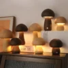 Wooden Mushrooms Night Light Touch Switch Bedroom Bedside Table Lamp